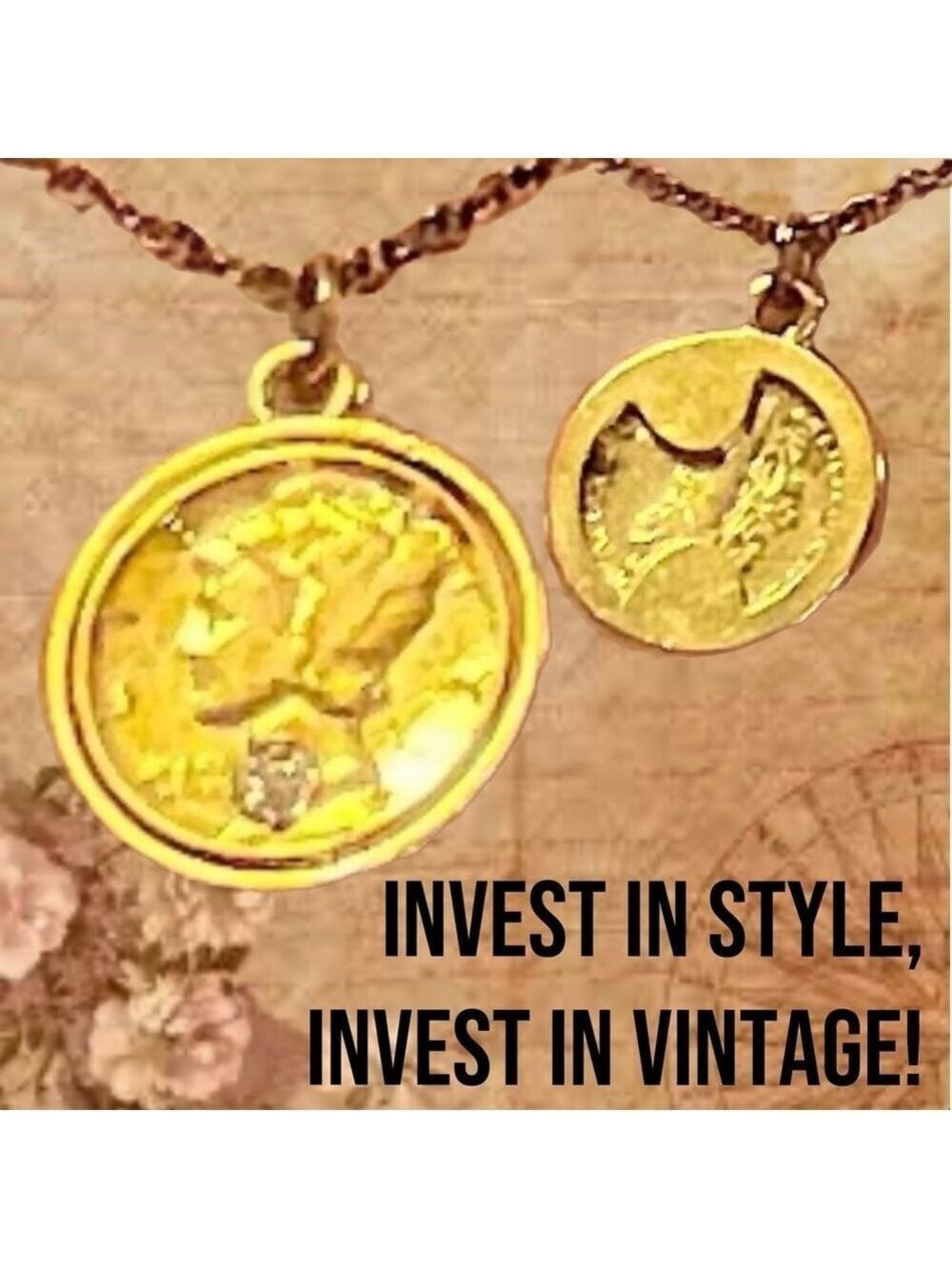 Mercury Dime Necklace: Double Sided Coin with Diamond Inset on Front VINTAGE